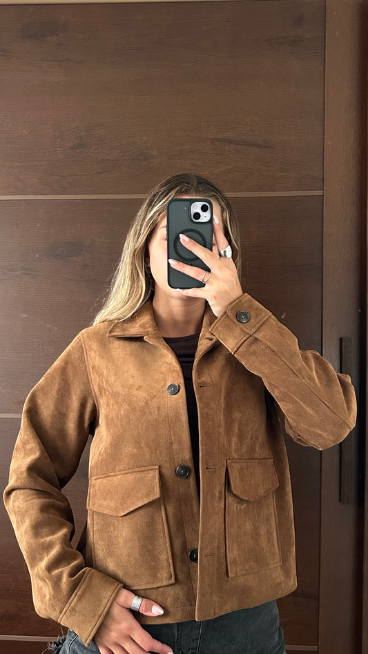 Campera ZARA marron de gamuza