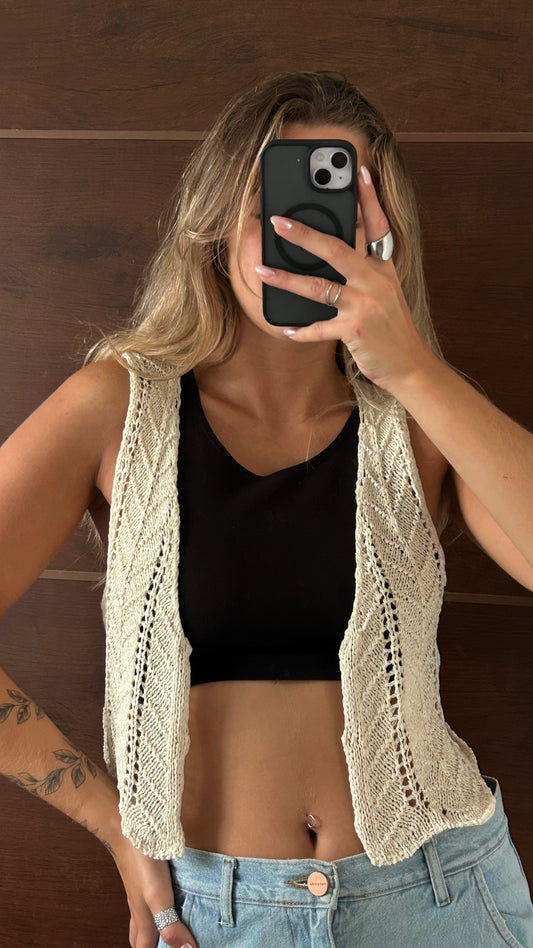 Saco INDIAN beige corto de tejido