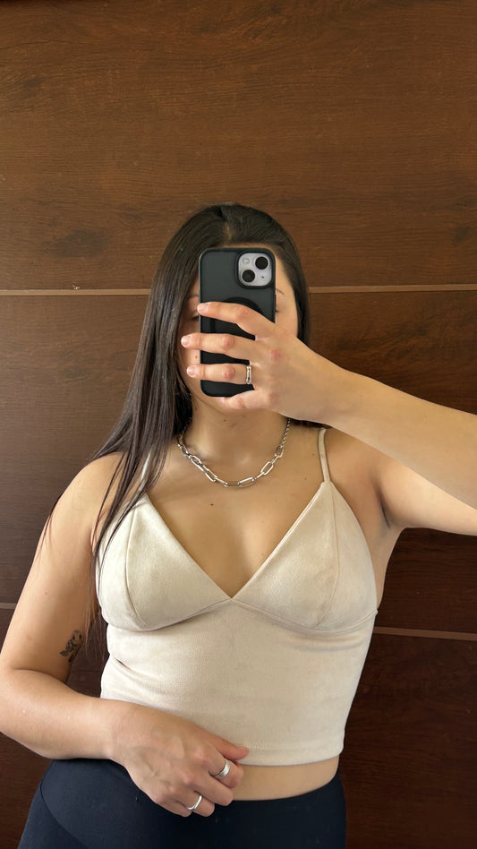 top Carola beige gamuza