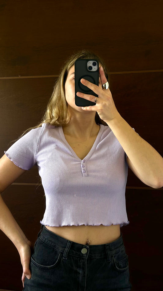 Remera manga corta lila ZARA
