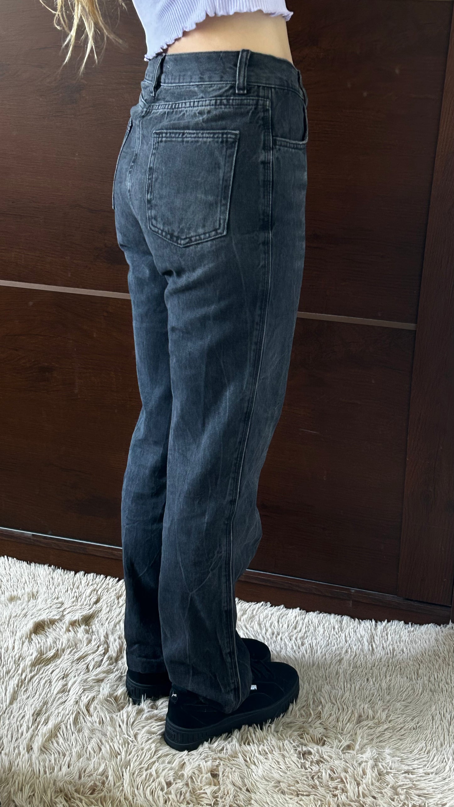 jean negro gastado zara