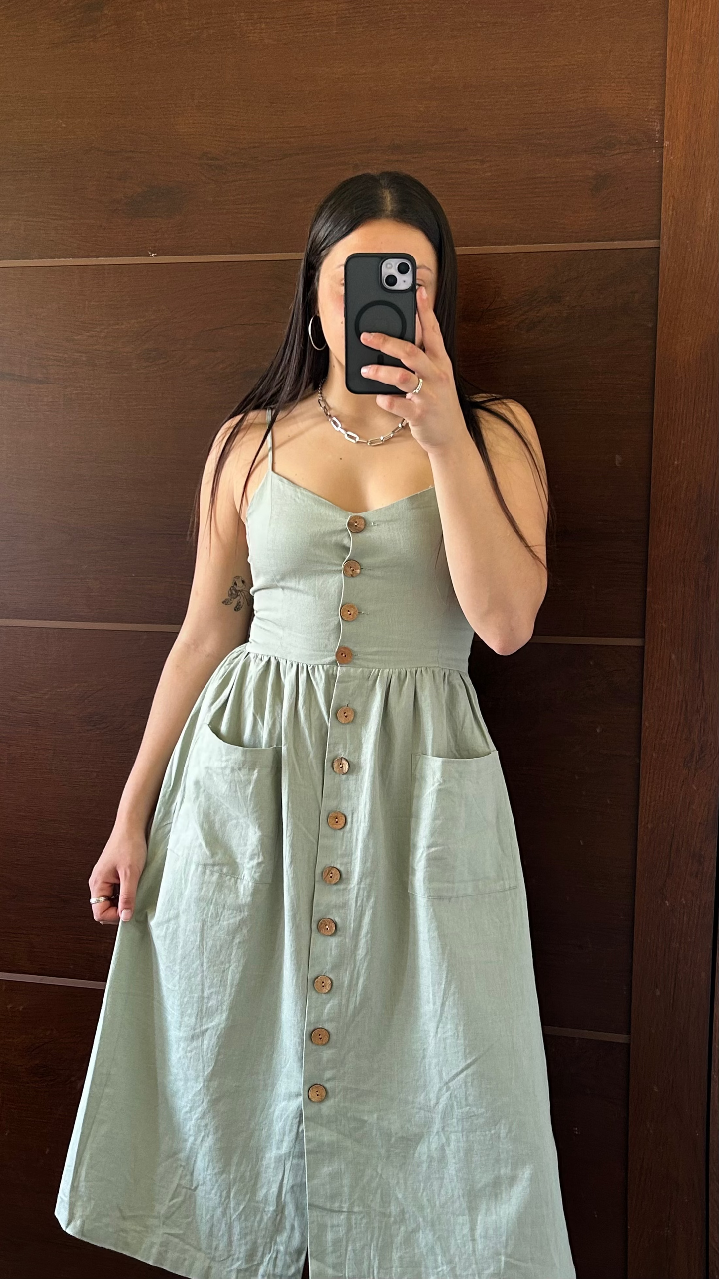 Vestido INDIAN largo verde con etiqueta