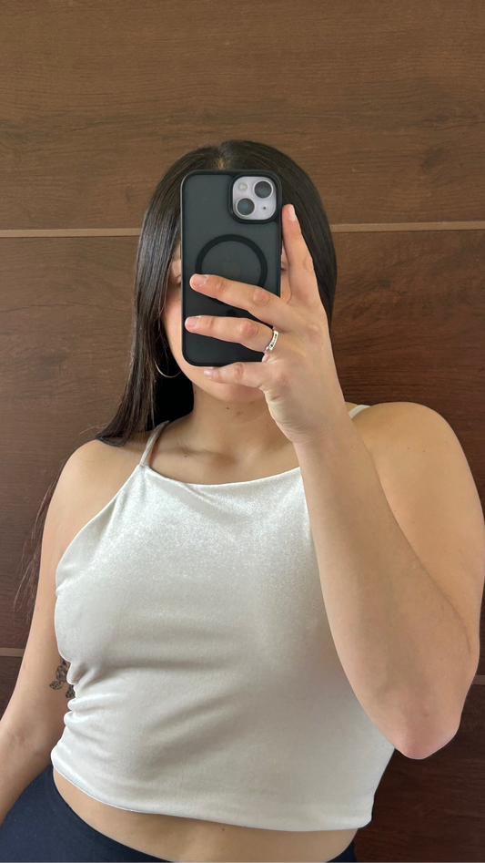 Top terciopelo beige