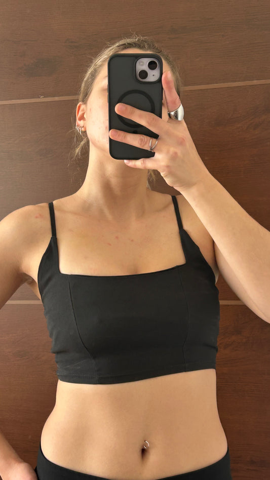 top sin marca negro tipo corset corto lycra