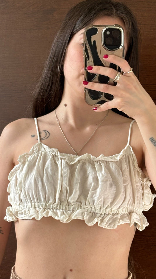 top blanco con elastico espalda abierta H&M