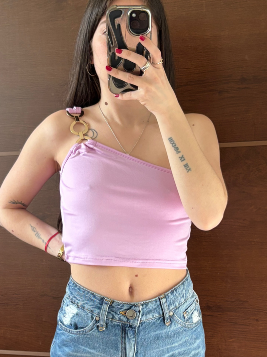 TOP LILA UN HOMBRO